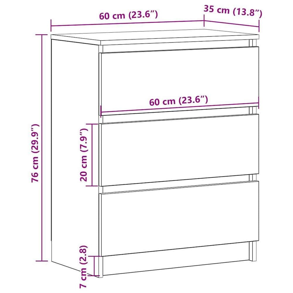 Sideboard Black 60x35x76 Cm Wood-based Material