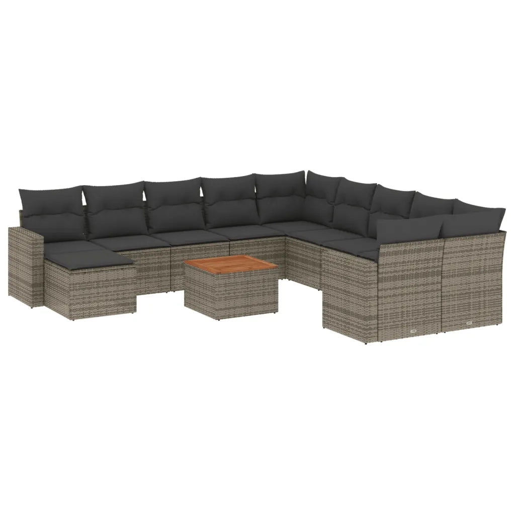 Set Divani da Giardino 12 pz con Cuscini Grigio in Polyrattan 3256753