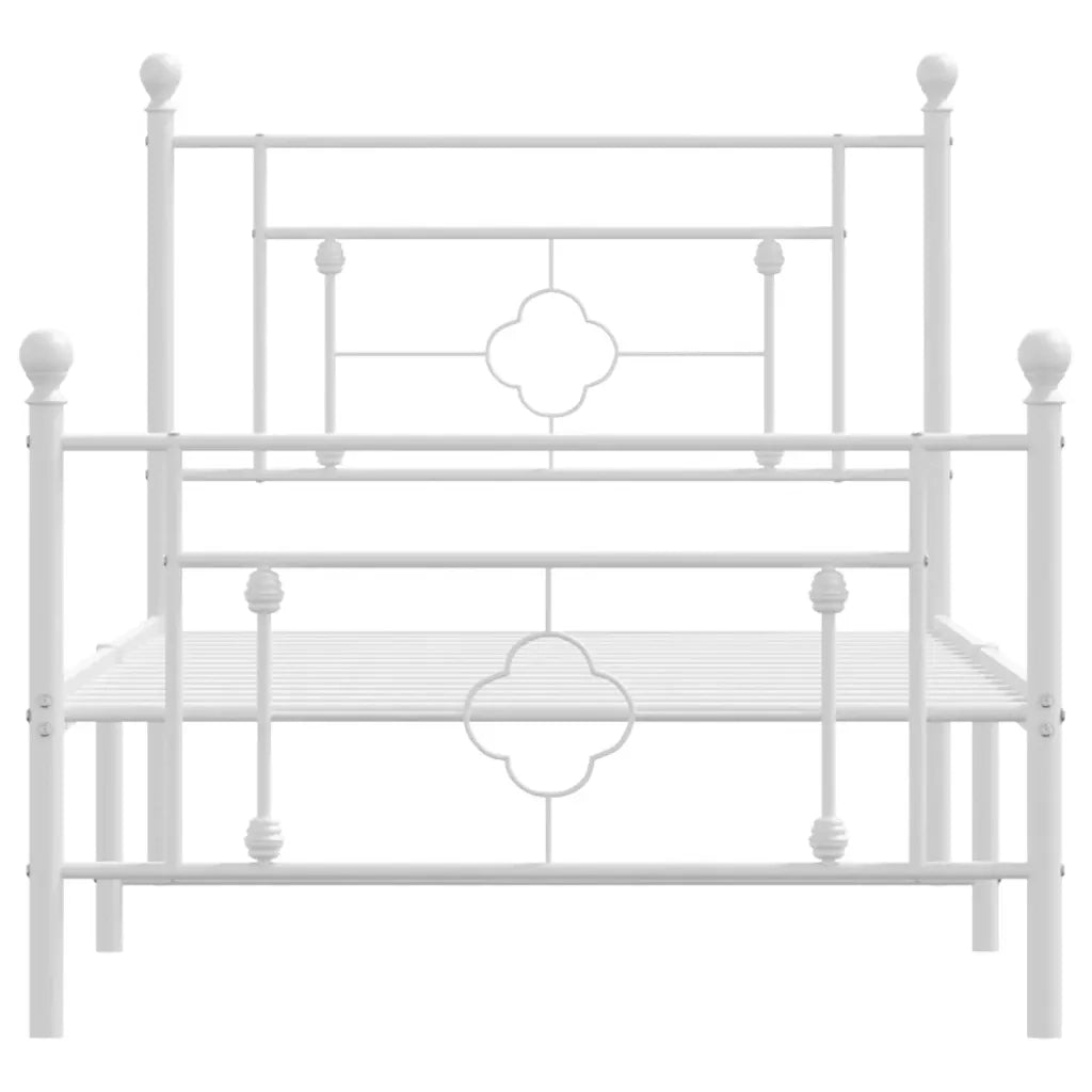 Giroletto con Testiera e Pediera Metallo Bianco 100x190 cm 374400