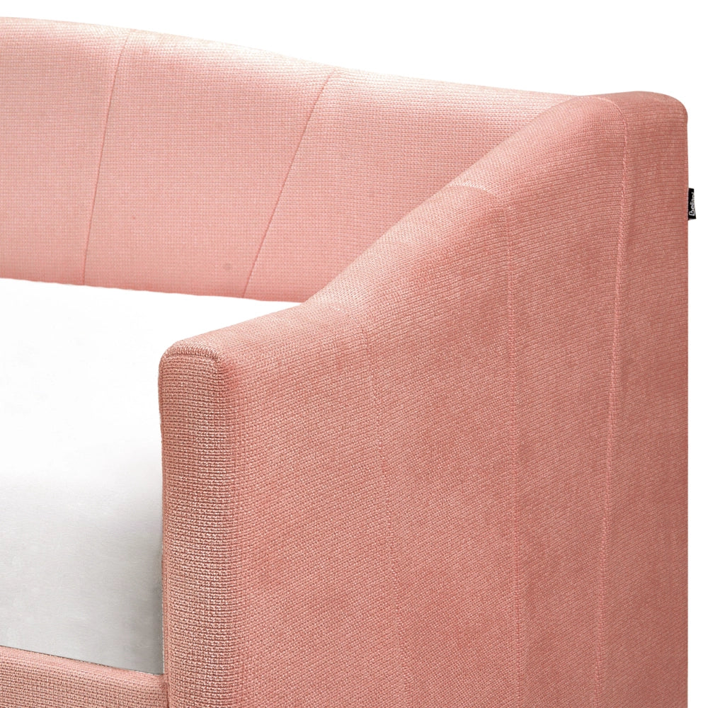Lettino da giorno Rosa EU Dimensione singola Poliestere Imbottitura a doghe Telaio in legno di eucalipto Cassetti in compensato Camera da letto moderna