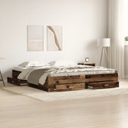 Struttura del letto  con cassetti in legno vecchio 180x200 cm in legno ingegnerizzato