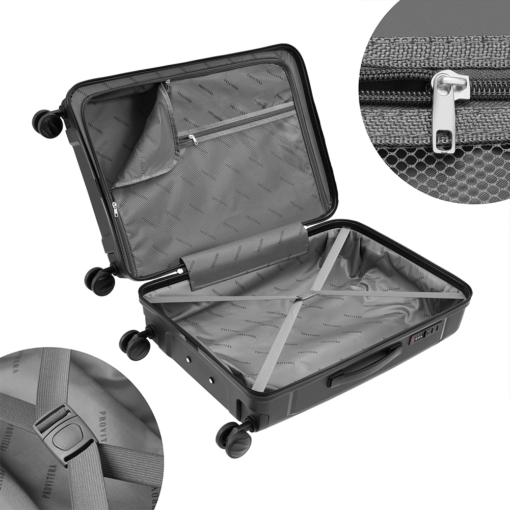 Set 3 Valigie Rigide 90-59-38L Ruote Easy Roll e Manico Telescopico in ABS Nero