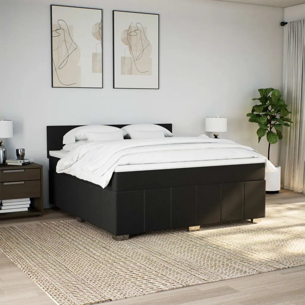 Giroletto a Molle con Materasso Nero 180x200 cm in Tessuto
