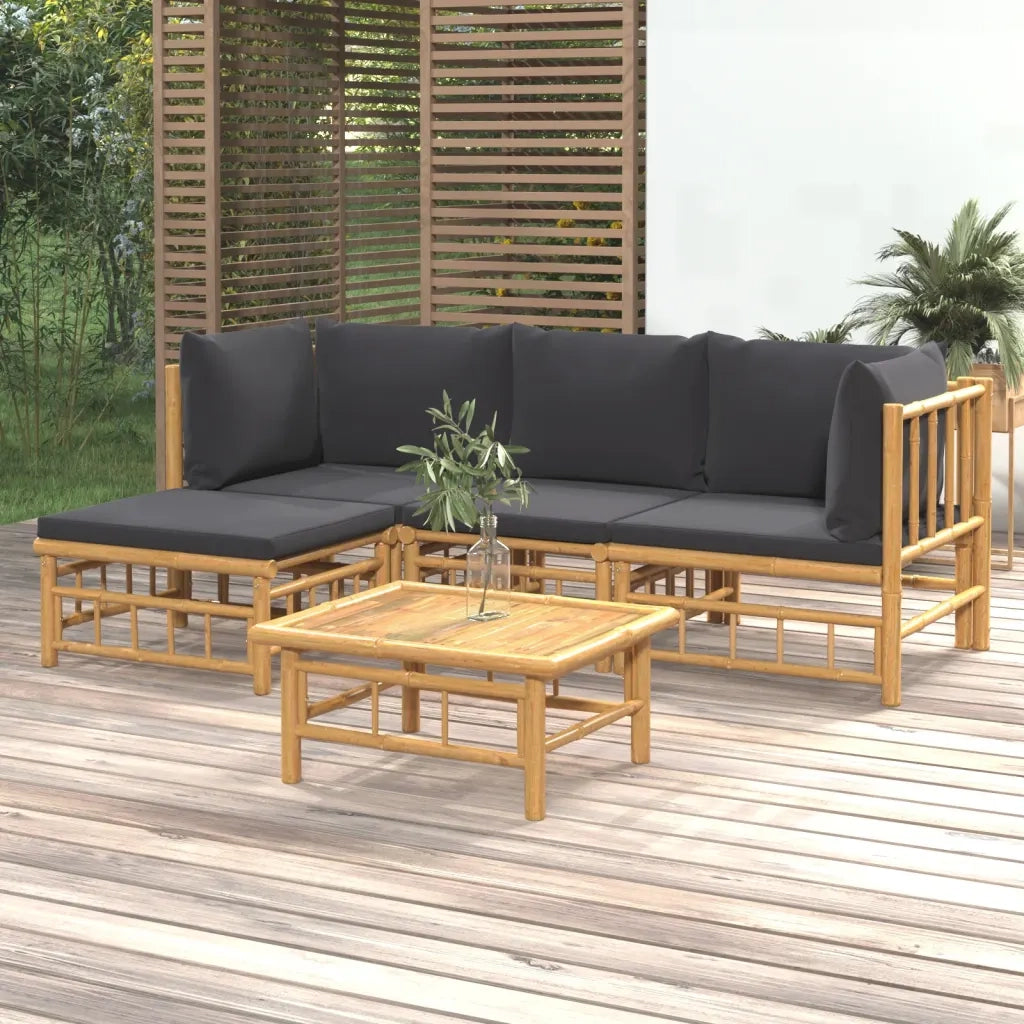 Set Salotto da Giardino 5pz con Cuscini Grigio Scuro BambÃ¹cod mxl 76307