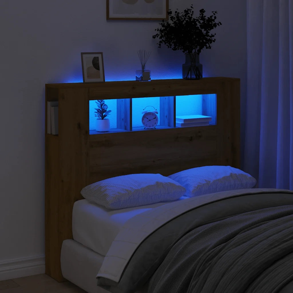 Testiera | Testata LED Rovere Artigianale 120x18,5x103,5 cm Multistrato