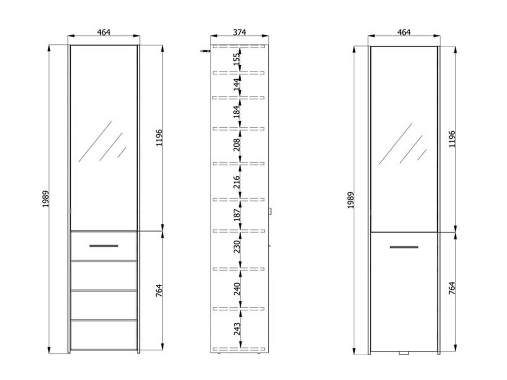 Mobile Portascarpe Scido, Scarpiera 8 Ripiani, 46.5x37.5x199h cm Bianco
