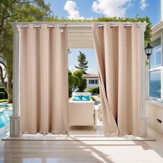 Buitengordijn, resistente all'acqua, tende esterne con occhielli, upgrade 3D, tenda opaca, anti-crepa, protezione UV e impermeabile, schermo per la privacy per giardino, terrazza e balcone
