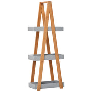EasyComfort Scaffale Salvaspazio da Bagno in MDF e Bambù, Forma a Piramide con 3 Mensole, Color Legno e Grigio, 30x18x81cm