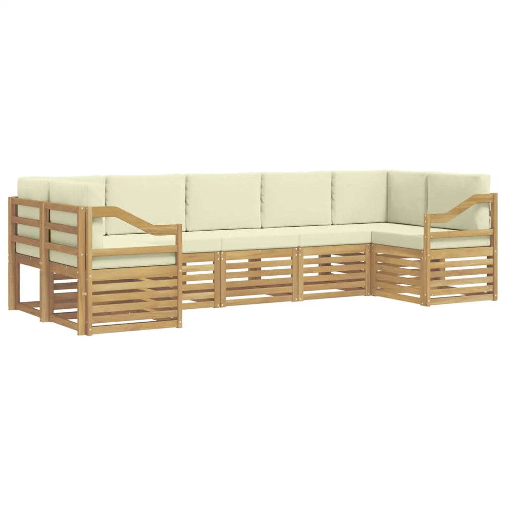 Set divano sezionale 7 pcs Bianco e Crema Poliestere 3392450