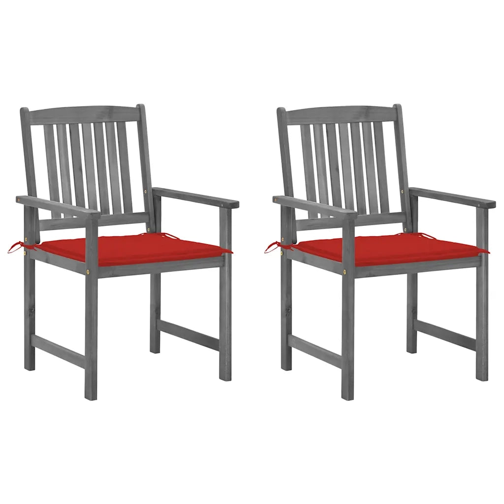 Sedie da Giardino con Cuscini 2 pz Grigio in Massello di Acacia cod mxl 75785