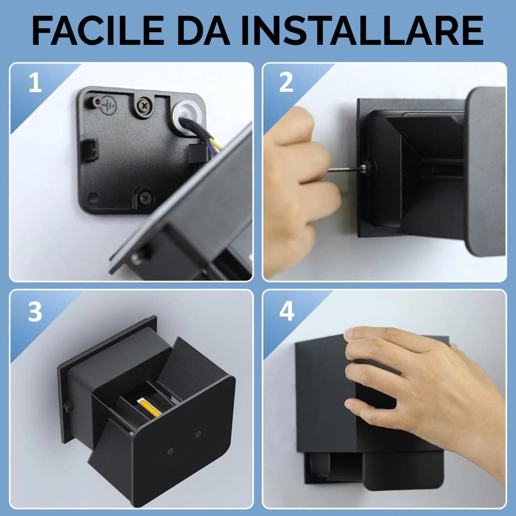 Applique cubo IP65 LED 12W CCT da 3000K a 6500K lampada parete moderna doppio fascio luminoso luce facciata giardino terrazzo BIANCO