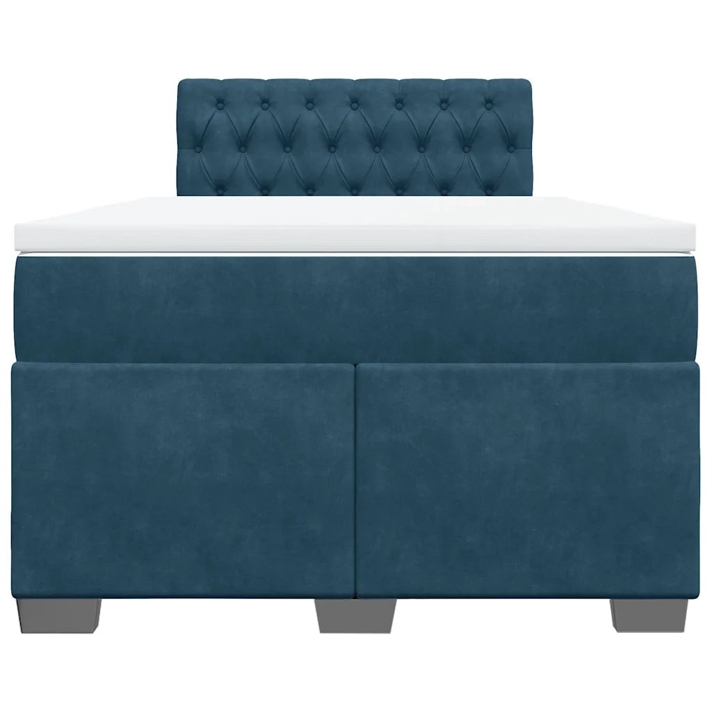 Giroletto a Molle con Materasso Blu Scuro 120x190 cm in Velluto
