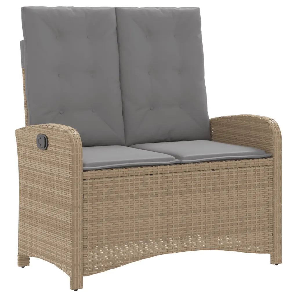 Panca Reclinabile da Giardino con Cuscini-Sgabello-Sedia da esterno Beige in Polyrattan 123515