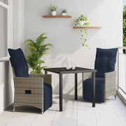 Set di tavolo e sedie con cuscino 3 pcs Grigio Rattan in PE 3379597