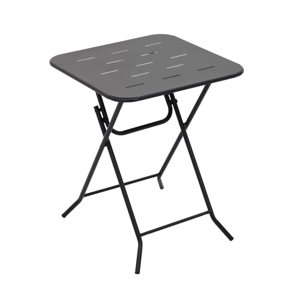 Set bistrot pieghevole; 2 posti; leggero e salvaspazio; acciaio nero