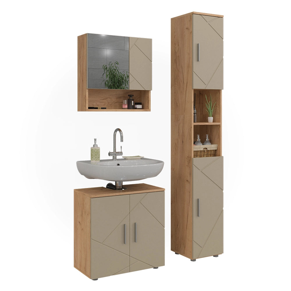 Vicco Set di mobili da bagno Beige 3 parti