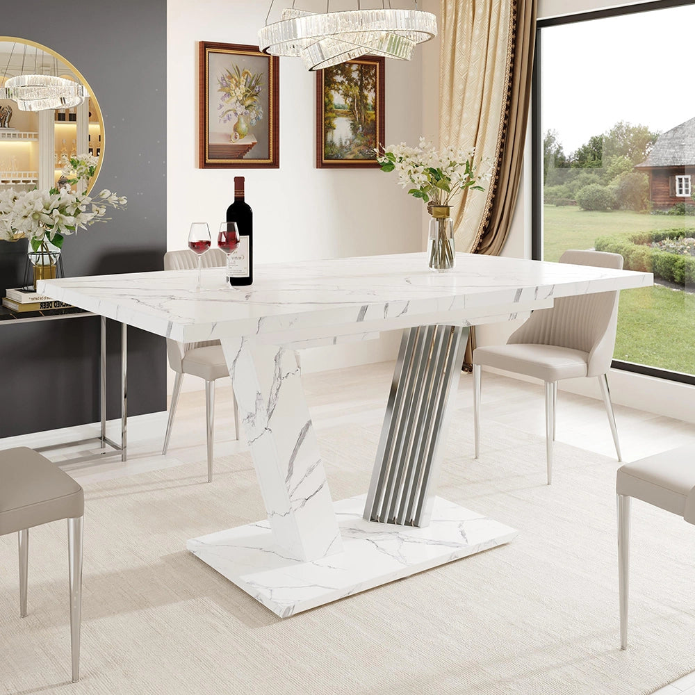 Tavolo allungabile in marmo - Xylo - 120-160x80x76 cm - Pi¨¨tement a farfalla