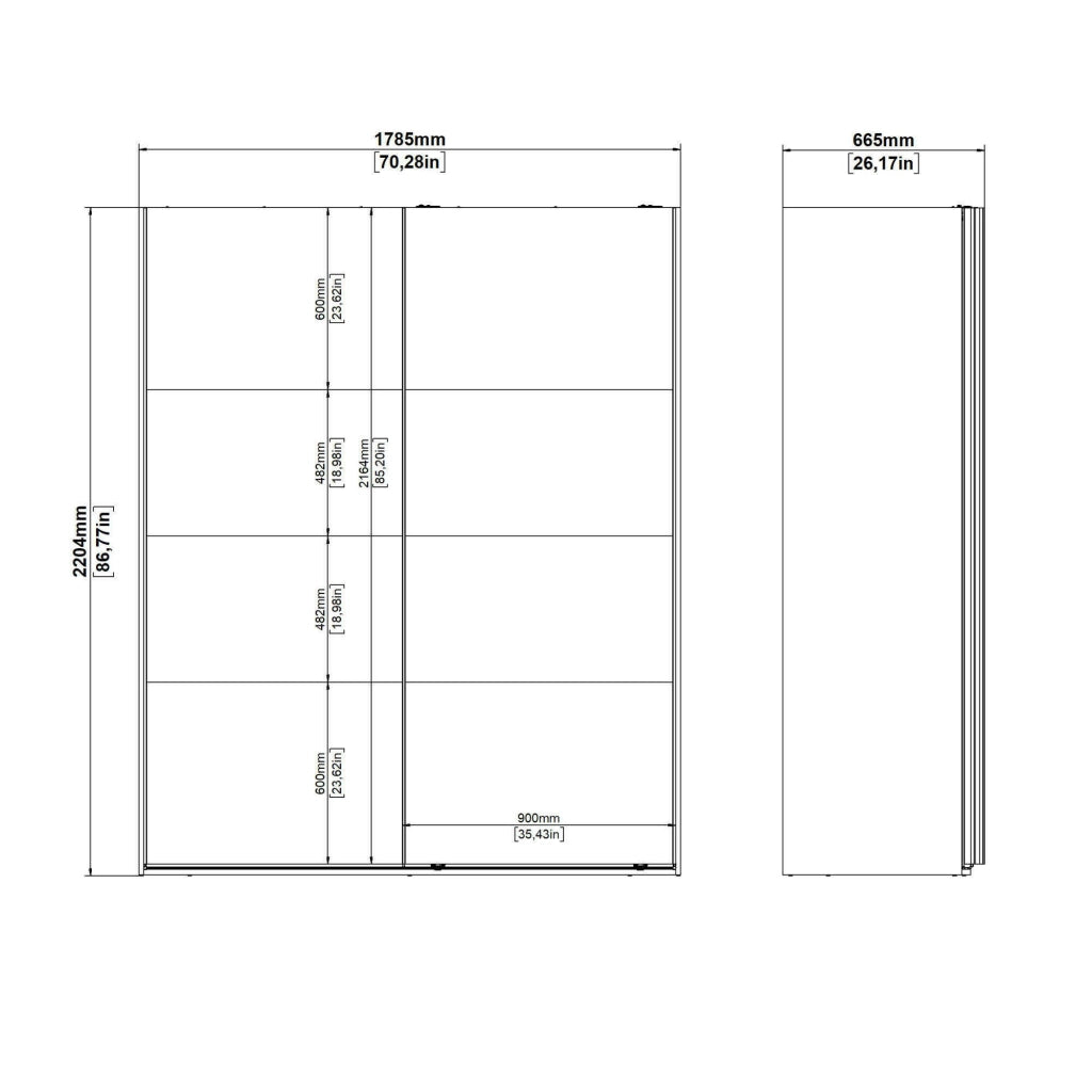 Guardaroba 2 ante\ Gomer, Mobile multifunzionale, Mobiletto scarpiera, Guardaroba porta scarpe, 179x65 h220 cm, Grigio