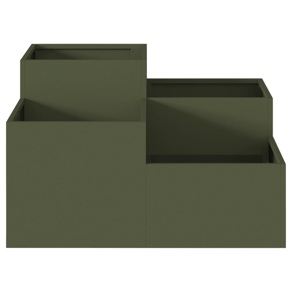 Fioriera da giardino  80x80x48 cm Verde oliva Acciaio