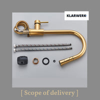 JANA | Rubinetto da cucina estraibile Premium in acciaio inox oro lucido miscelatore arco alto | gastro alta pressione ruotabile a 360° 2 attacchi