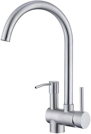 Kraan da cucina moderna in acciaio inox con dispenser sapone, 360° rotante, kraan da cucina in acciaio inox, rubinetto da cucina a un manubrio con regolazione temperatura acqua