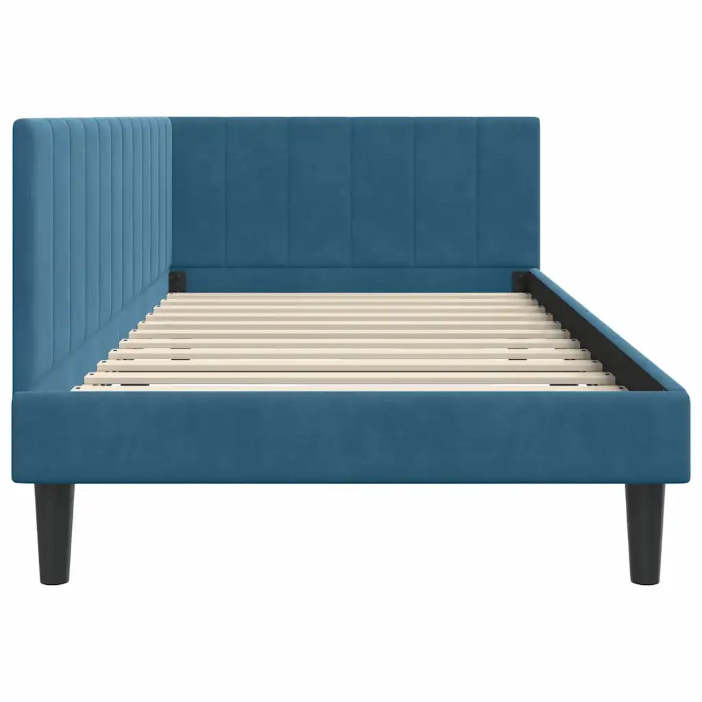 vidaXL Cornice del letto ad angolo Blu 100 x 200 cm Velluto