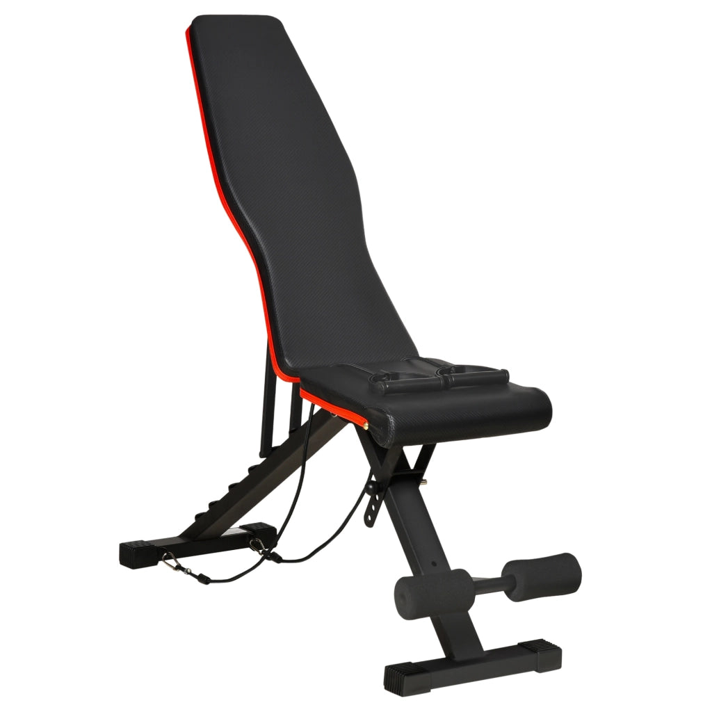 EasyComfort Panca Multifunzione per Addominali e Pesi, Inclinazione Regolabile ed Elastici, 130x48x48-109cm, Nero