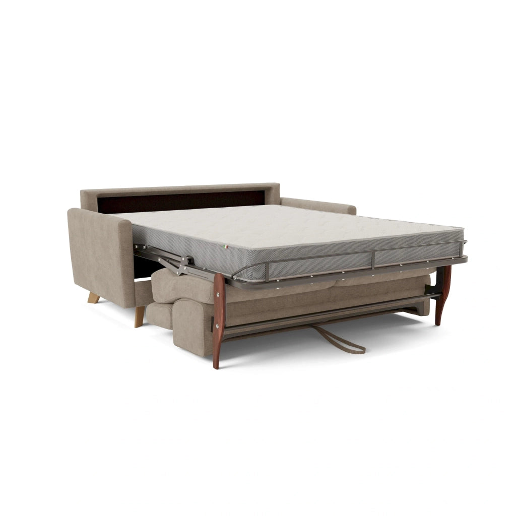 Francy Divano letto matrimoniale con poggiatesta regolabili in tessuto impermeabile e smacchiabile T17 160 cm (mat. 120x197) beige