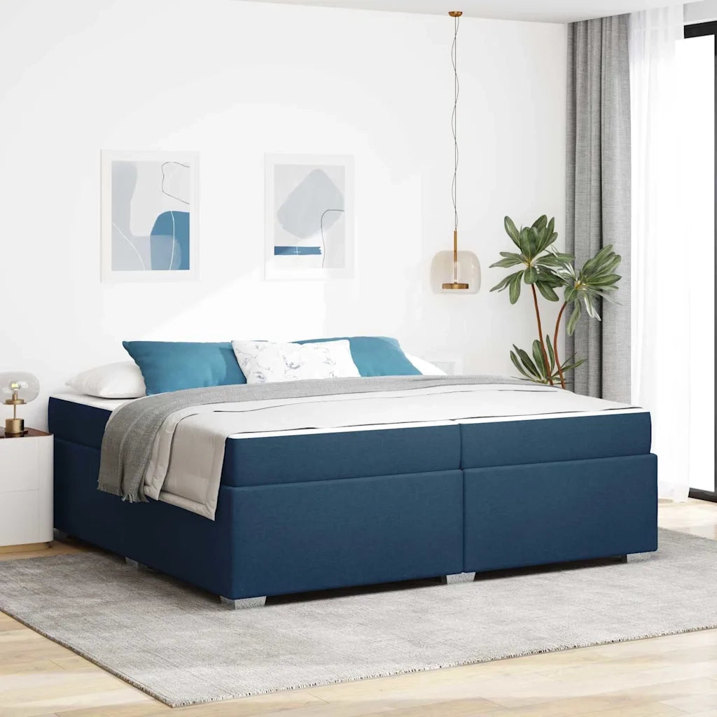 Struttura del letto con materasso Blu 200 x 200 cm Tessuto 3399214