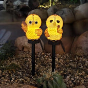Due lampade LED per esterno alimentate da energia solare, illuminazione decorativa per giardini, terrazze e sentieri alimentata da energia solare, luce calda bianca.
