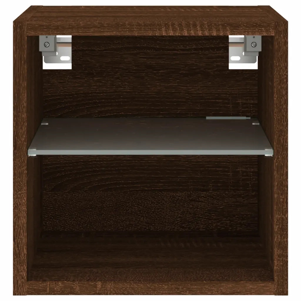 Mobile TV a Parete | Armadietto TV | Mobile Porta TV con Luci LED Rovere Marrone 30x28,5x30 cm