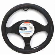 Trade Shop - Coprivolante Universale Auto Fodera Sterzo 38cm Nero Con Cuciture Colorate Cv-21 -