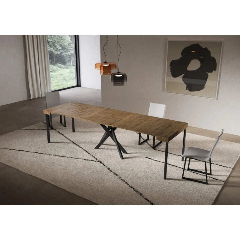Consolle allungabile 90x40/300 cm Saki telaio Antracite - Noce