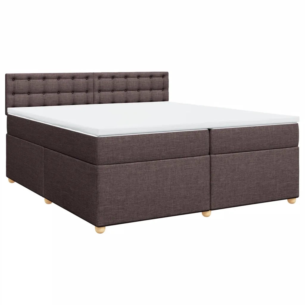 Giroletto a Molle con Materasso Marrone Scuro 200x200cm Tessuto