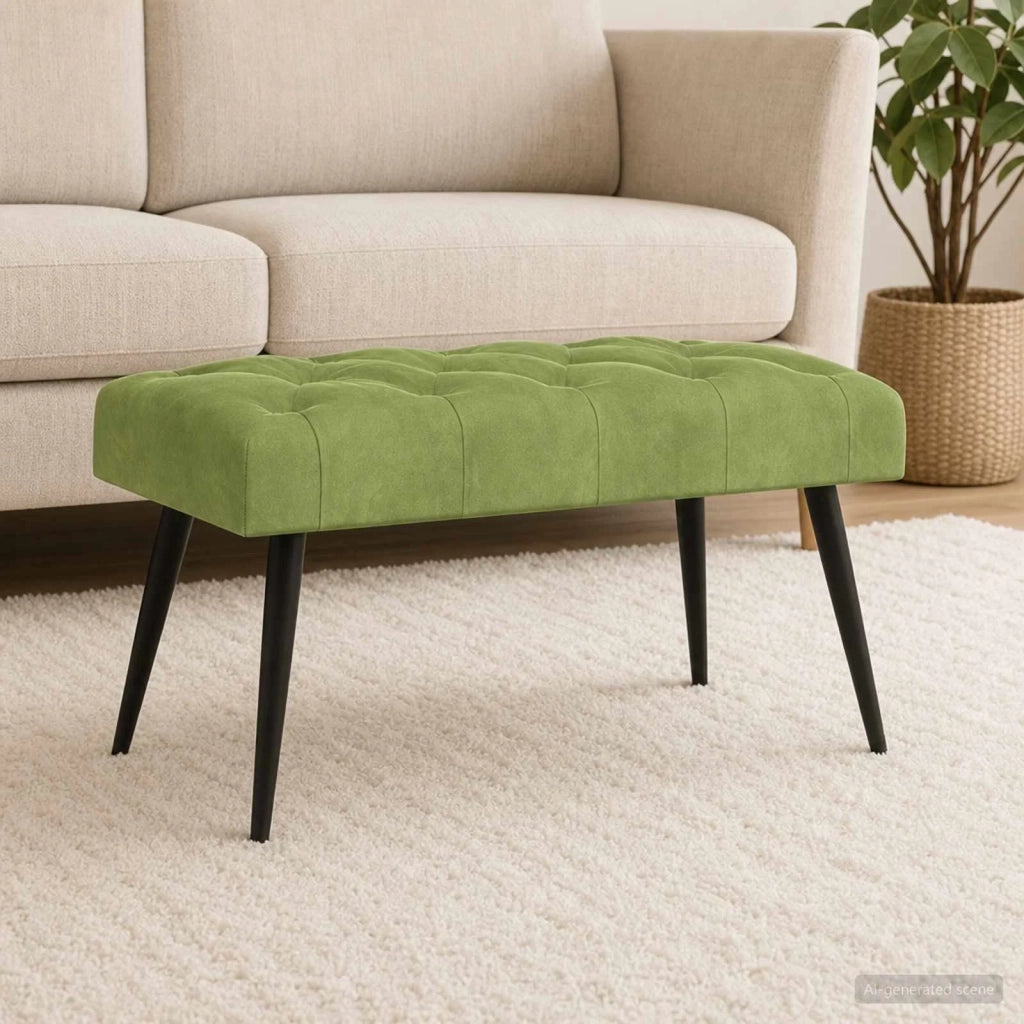 Panchina con bottoni imbottiti Verde chiaro 80 x 40 x 46 cm 42038560