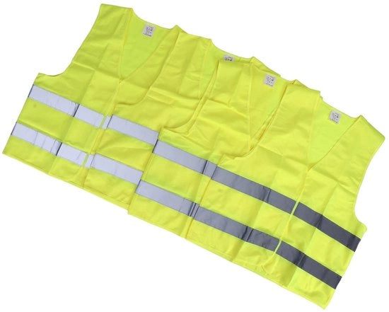 Vest di Sicurezza Alta Visibilità - Pettorale Riflettente - 4 pezzi - XXL - Tessuto di Poliestere Tessuto - Sicurezza in Traffico - Vest di Sicurezza Riflettente