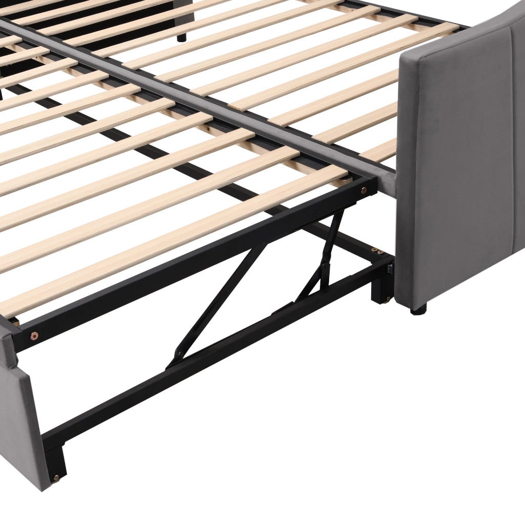 Divano letto 90x200 cm estraibile; velluto grigio (Senza materasso)