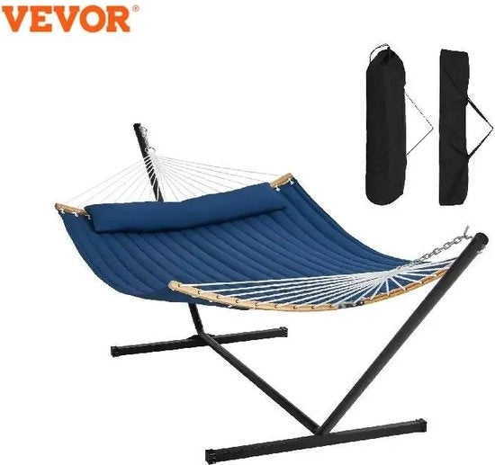 Hangmat per due persone fino a 220kg, impermeabile, con corda manuale intrecciata, gonfiabile, con tasca di stivaggio, colore blu