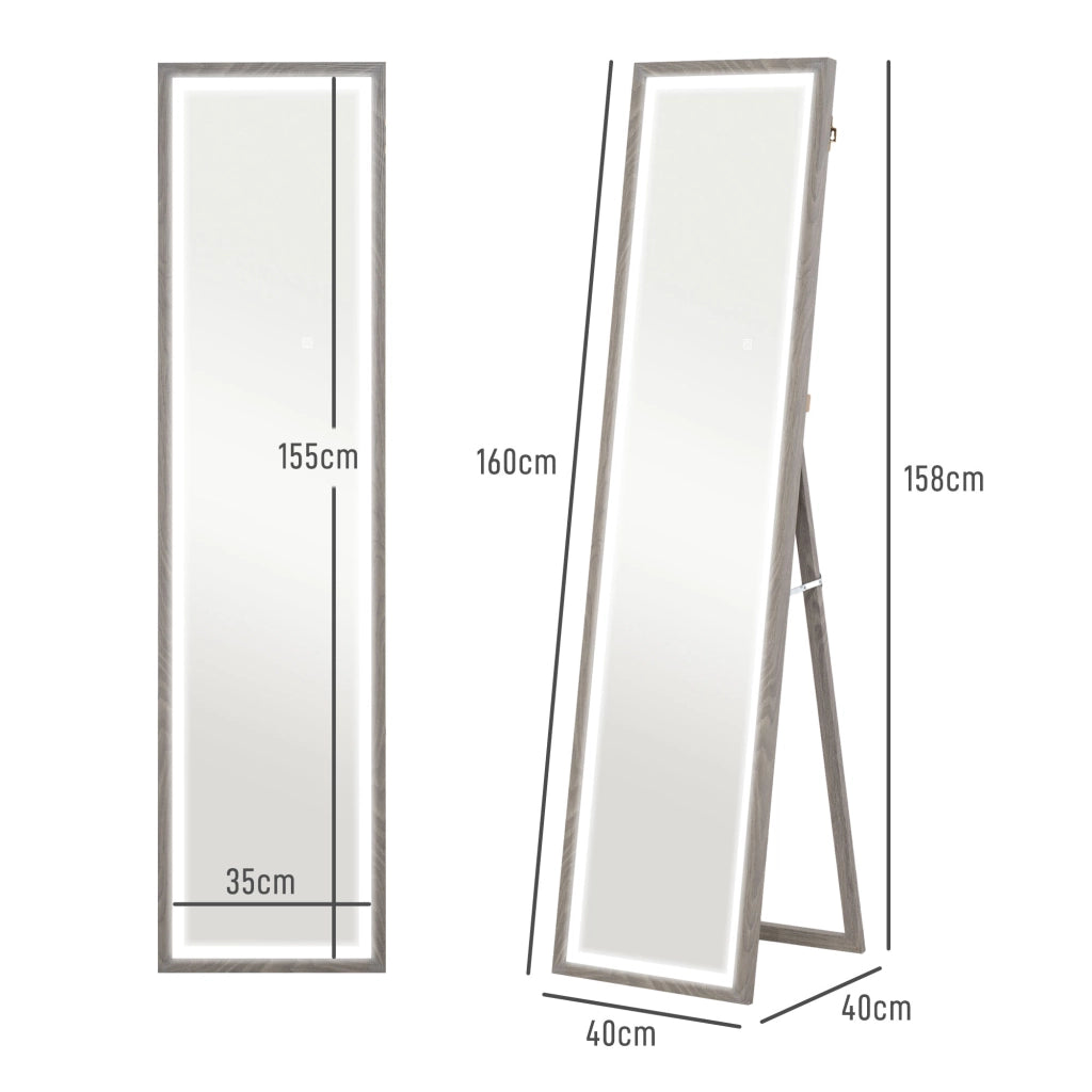 Specchio LED 40x160 cm Dimmabile Touch 3 Colori Grigio ¨C Minimal ¨C 40x160 cm