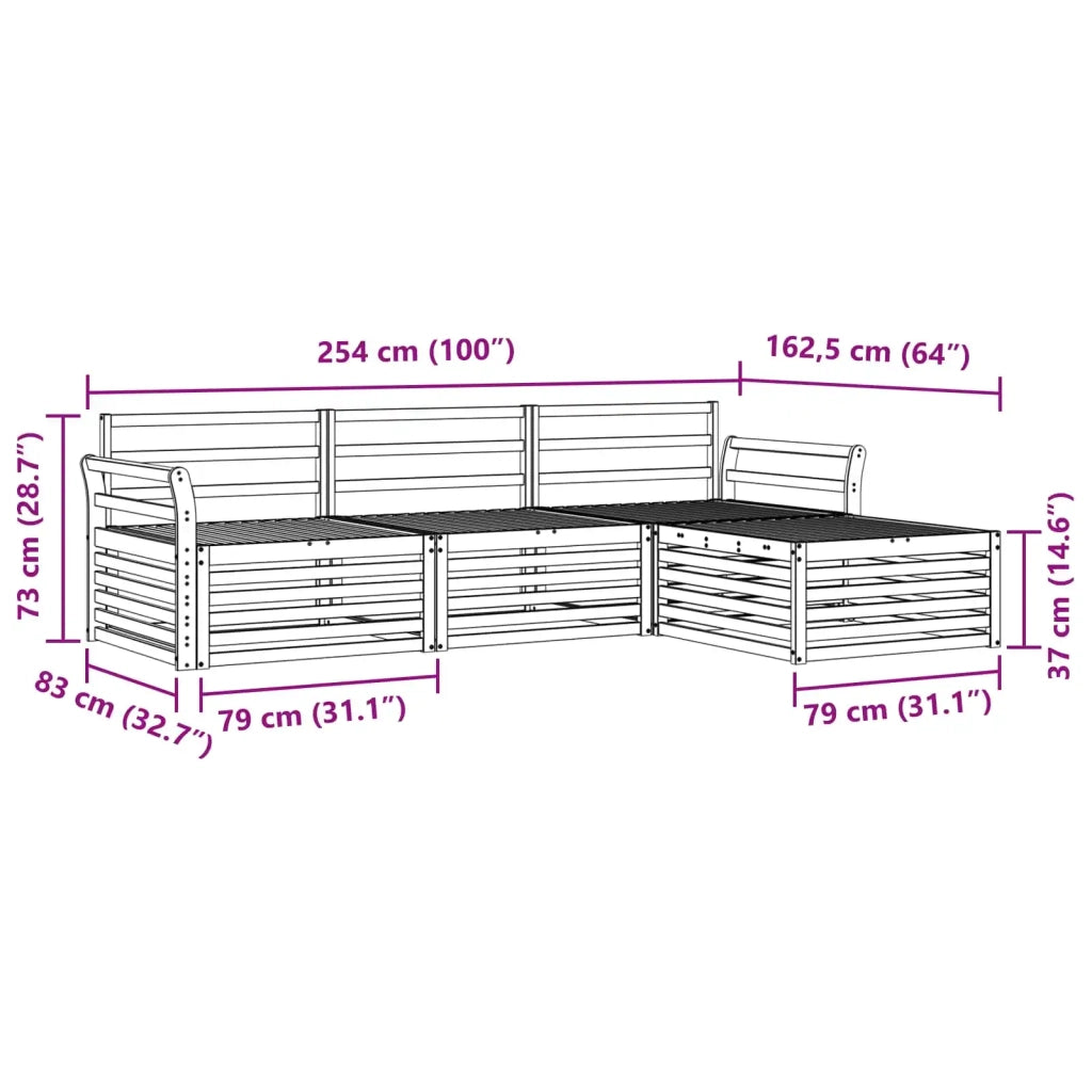 Set di divani da esterno Naturale 254 x 162,5 x 73 cm