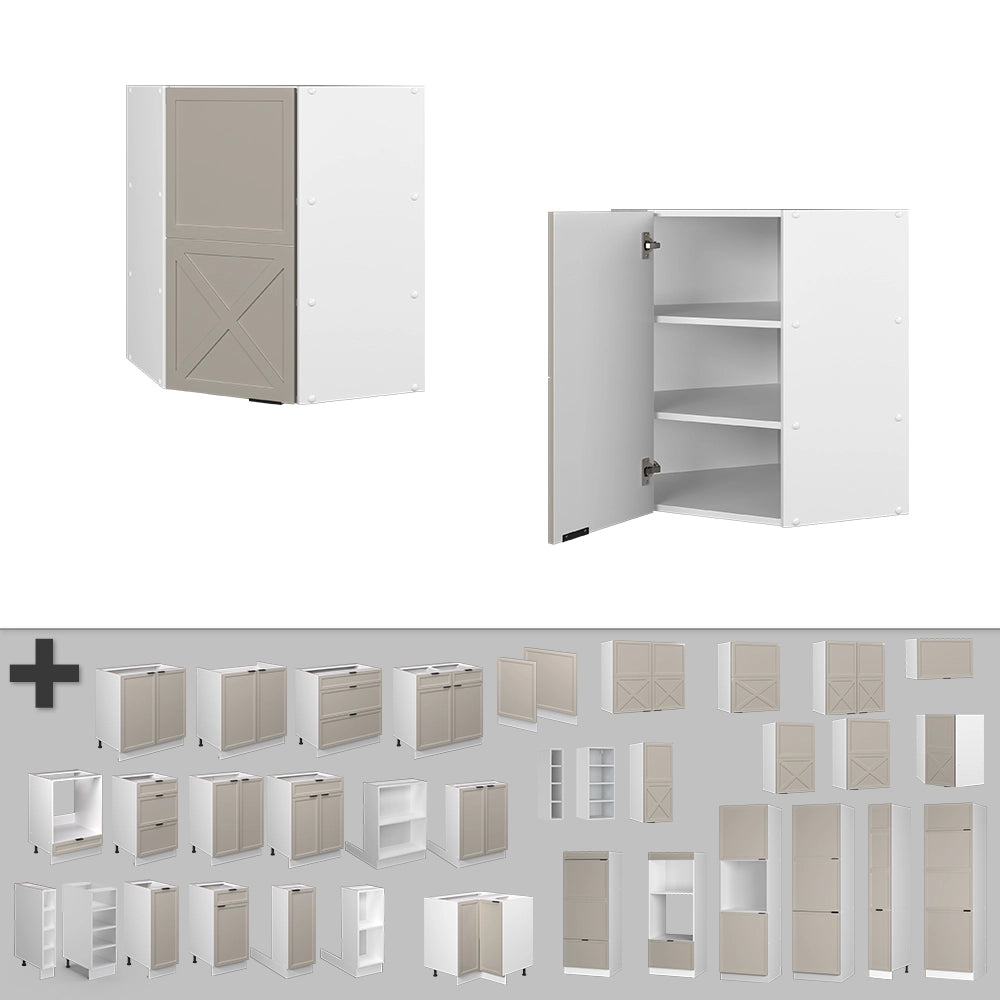 Mobile angolare da cucina Fame-Line GrigioBeige/Bianco 57 cm Vicco