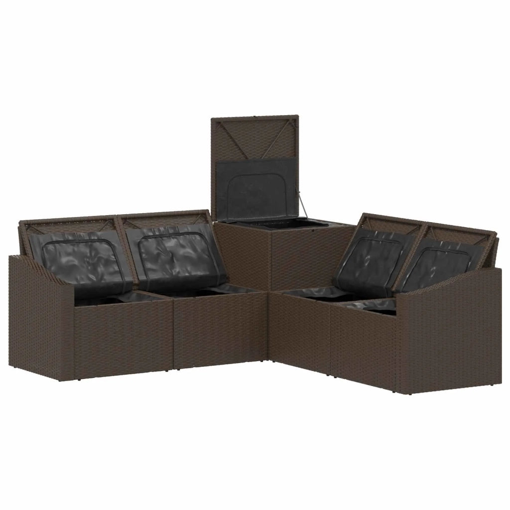 Set di divani 5 pz Marrone e Bianco Crema 3447816