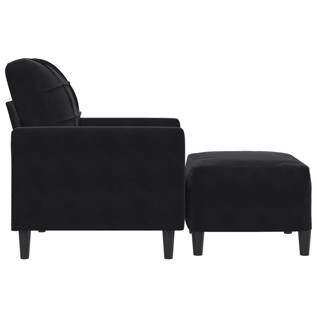 Poltrona con Poggiapiedi Nero 60 cm in Velluto