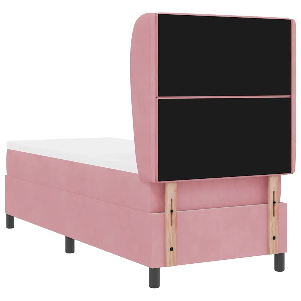 Letto a molle con materasso Rosa 200 x 80 cm Velluto 3340849