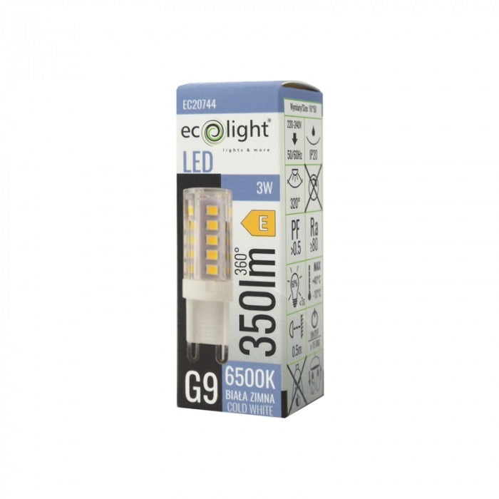 Lampadina LED G9 3W 350lm 6500K antiflicker Ecolight