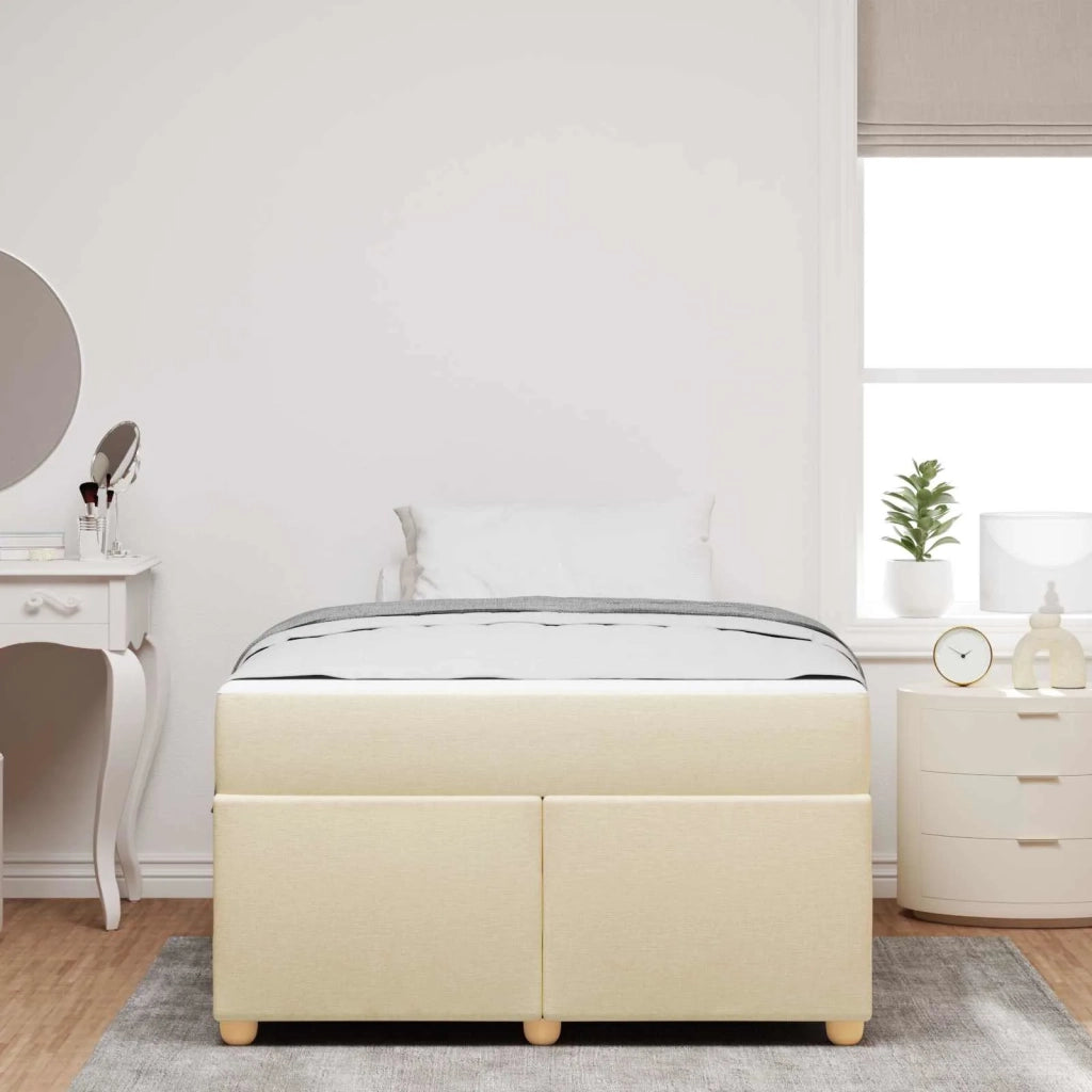 Struttura del letto con materasso Crema 120 x 190 cm Tessuto 3399347