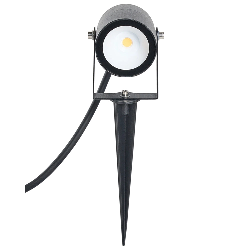 Set moderno di 2 faretti da esterno a LED con picchetto, in alluminio nero, per giardino