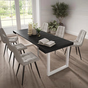 Consolle allungabile, 222x90x73cm, Per 10 persone, Gambe in legno, Nero RF2971