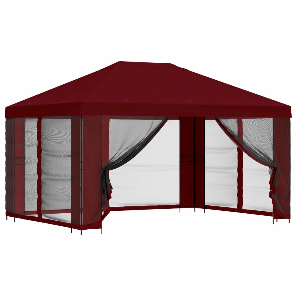 Gazebo da giardino con pareti laterali 4 × 3 m Borgogna 900395