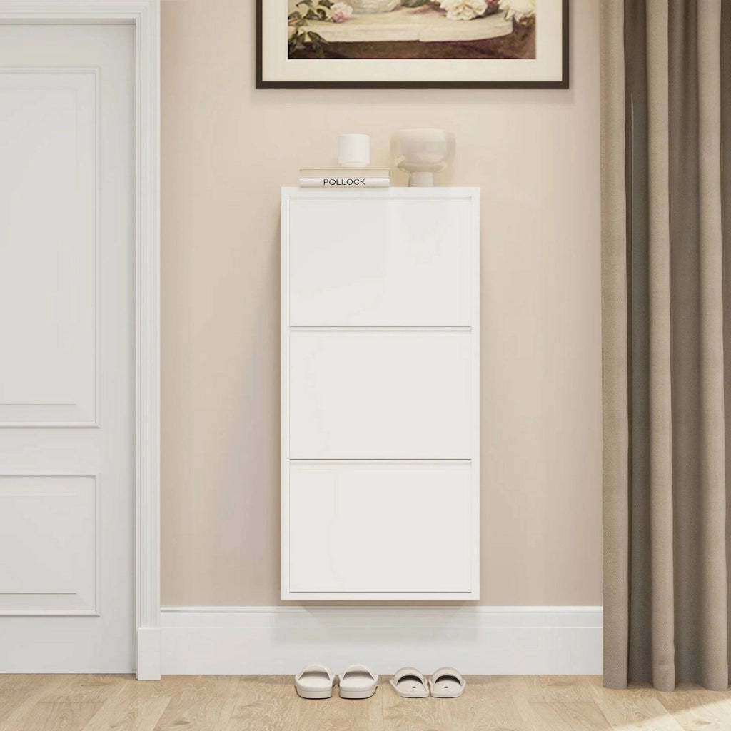 Mobile Portascarpe Alexa, Scarpiera 6 Paia, 15x50x104h cm Bianco